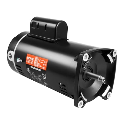 VEVOR 2 PS Pool-Pumpenmotor, 56Y Rahmen, 230V (7,8 Ampere) 3450 U/min, 60Hz, 1,3 Betriebsfaktor, 50μF/250V Kondensator, Linksdrehung Vierkantflansch Ersatzmotor