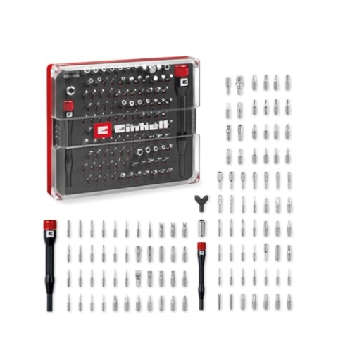 Original Einhell 114-tlg. Präzisions- und Elektronik-Reparatur-Set (Präzisionsbits, Hakendreher-Bit, Präzisionsstecknüsse, Schraubendreher-Bithalter, Adapter inkl. Aufbewahrungsbox)