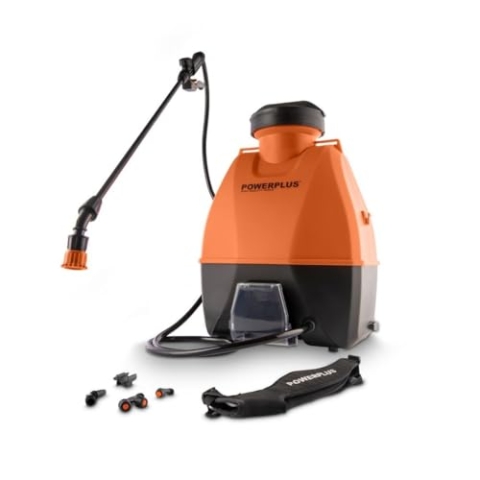 Powerplus Dual Power Akku-Sprühgerät POWDPG80460-20 V Rückenspritze, 6 Bar Druck und 1500 ml/Min. Durchfluss, 16 l Fassungsvermögen, 4 Düsen inklusive, Gartengeräte