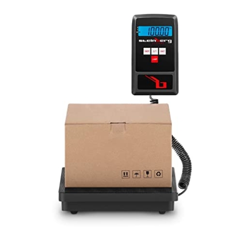 Steinberg Systems SBS-PF-100/10 Paketwaage Plattformwaage Digitalwaage (100 kg / 10 g, 23 x 23 cm, LCD Display, Koffer) Schwarz