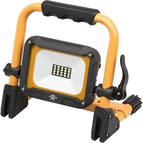 Brennenstuhl LED Arbeitsstrahler JARO 1010 MA (Akku LED Baustrahler 10W, 1100lm, 6500K, für außen IP54, 12h Leuchtdauer, LED Arbeitsleuchte mit USB-C Ladeschnittstelle), 1171250145, Schwarz, Gelb, 1100 lm