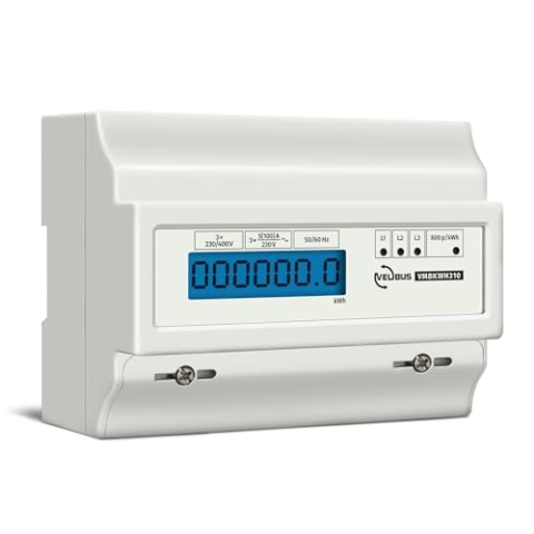 Velleman Stromzähler, einphasig, professionell, für Hutschienenmontage, LCD-Anzeige, LED, max. 100 A