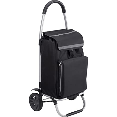 Meister Einkaufstrolley - 56 Liter - Extra große Reifen - Mit Kühlfach - Abnehmbare & regenfeste Tasche - Aufhängung für den Einkaufswagen / Klappbarer Shopper / Einkaufsroller / Handwagen / 6816800