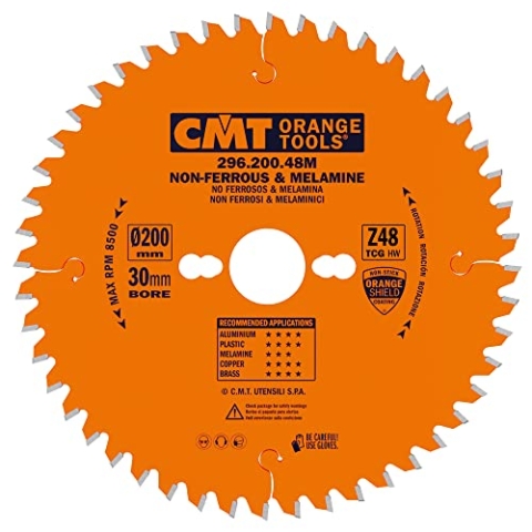 CMT ORANGE TOOLS 296.200.48M - KREISSÄGEBLATT FÜR EISENFREIE LAMINATE/PLASTIK 200X2.8X30 Z=48-6° TRAPEZ.