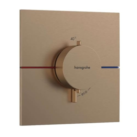 hansgrohe ShowerSelect Comfort E - Thermostat Unterputz, Armatur mit Sicherheitssperre (SafetyStop) bei 40° C, eckiges Thermostat, Mischbatterie für 3 Verbraucher, Brushed Bronze