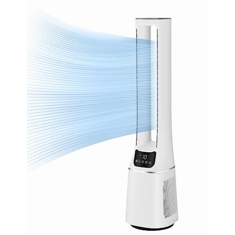 Midea MFP-120 (WH) 2 in 1 Turmventilator Leise 38dB Luftreiniger CADR 120 für 47.6 ㎡ LED Display Fernbedienung Oszillation 12H Timer Weiß