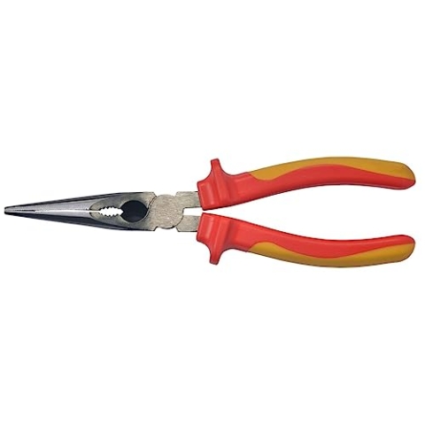 SW-Stahl 41909L VDE Spitzzange gerade 200 mm I 1000V Spitzzange Feinmechanik I nach DIN EN/IEC 60900 Elektriker Spitzzange I Spitze Telefonzange mit 2 Komponenten Griff