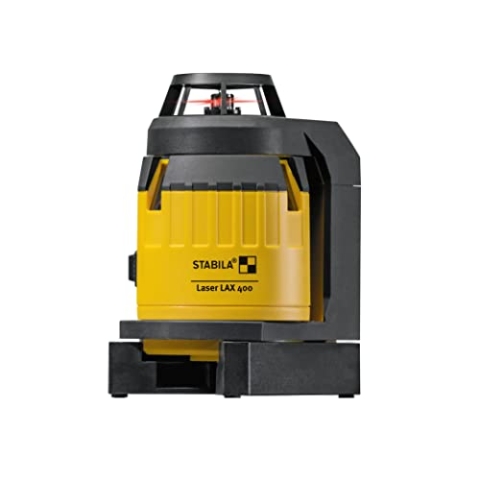 STABILA Kreuzlinienlaser LAX 400, selbstnivellierend, 360°-Horizontal-Linie, 2 Vertikal-Linien, Lotfunktion, Reichweite (sichtbare Linie): 20 m, Laser-Teleskopstütze, Tragekoffer, Gelb,schwarz