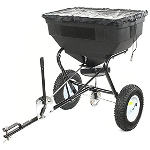 GREENSTAR - Rotierender Streuwagen zum Ziehen – maximale Kapazität: 56 kg – Durchflussmenge verstellbar – Streubreite: 2,5 bis 3,5 m – Reifen 12,5 Zoll mit Luftkammer