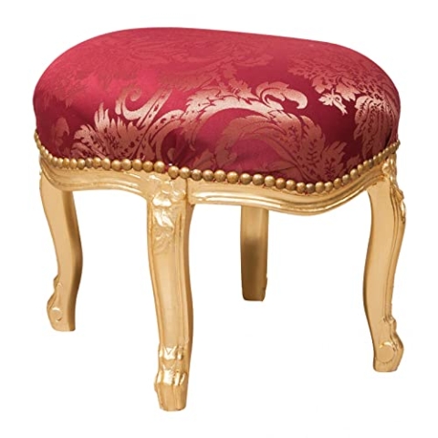 Biscottini Sessel Schlafzimmer 45 x 40 x 45 cm | Eingangsbank im Louis-Stil XVI | Bankboden und Fußstütze | Barock Möbel
