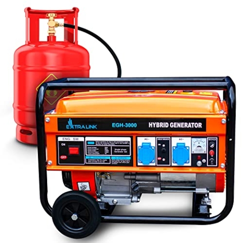 Extralink Stromerzeuger 3000W Benzin/GAS | Notstromaggregat mit 170F-Motor, reinem Sinus, 230 V, Überlastschutz & Recoil-Start | kompakt & mobil für Haus, Garten, Camping & Outdoor