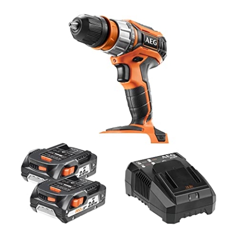 AEG PRO18V Akku-Kompakt-Bohrschrauber BS 18C2X (Max. Drehmoment 60Nm, Schnellspannbohrfutter 13mm, 21-stufige Drehmomenteinstellung, 2-Gang Getriebe inkl. 2x 2.0Ah Akku und Ladegerät)