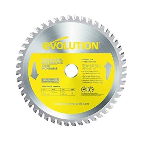 Evolution S180TCT-48CS - 180 mm Sägeblatt zum Schneiden von Edelstahl - Metall-Sägeblatt mit 48 Zähnen und Hartmetallbestückung erzeugt praktisch keine Hitze, Grate oder Funken