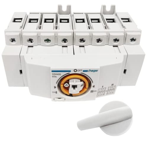 Hager HIM408 - Lastumschalter 4polig 80A für Hutschiene/Montageplatte