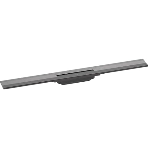 hansgrohe Fertigset Duschrinne RainDrain Flex, Abflussrinne 800mm, Bodenablauf Dusche kürzbar zur Wandmontage, Brushed Black Chrome