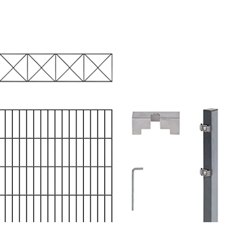 Alberts 668211 Doppelstabmattenzaun »Nexus« als 32 tlg. Zaun-Komplettset | verschiedene Längen und Höhen | kunststoffbeschichtet, anthrazit | Höhe 120 cm | Länge 12 m