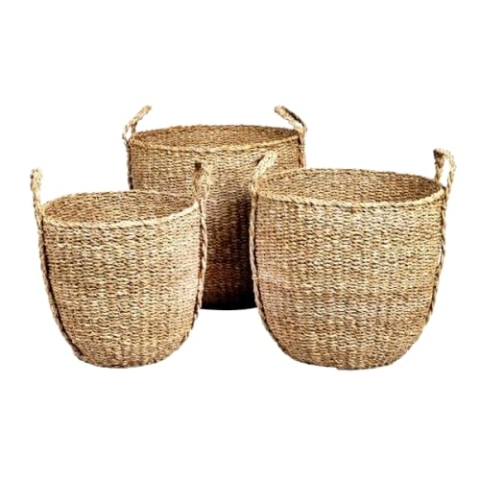 NATURAL LIVING " 3ER-SET KÖRBE AUS MEERESALGEN " RUND H30CM/H35CM/H40CM