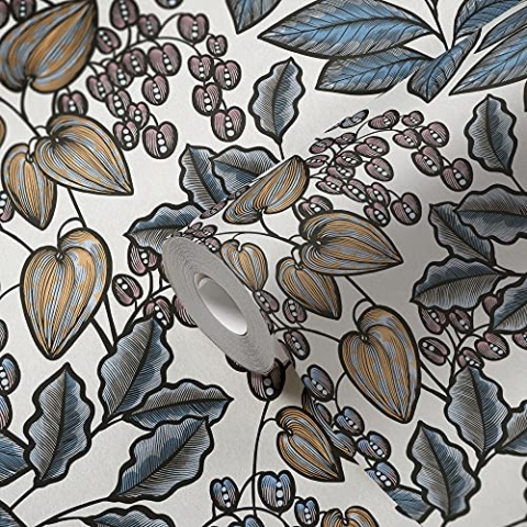 Architects Paper Blumentapete Floral Impression Tapete natürlich PVC-freie Vliestapete blau weiß gelb schwarz matt glatt 377548 37754-8, 10.05 m x 0.53 m