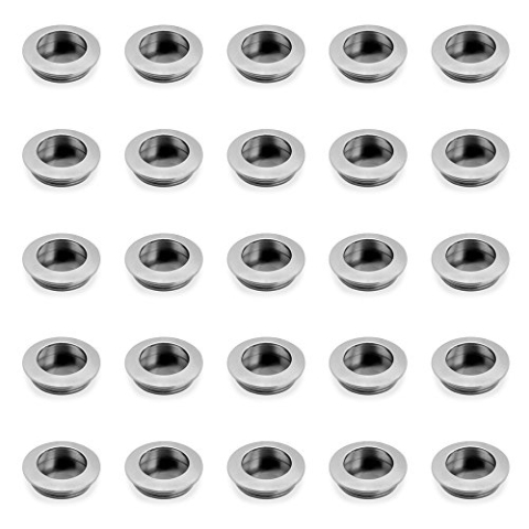 Emuca - Griffmuschel schiebetür Ø41mm für Möbelstück, einbau griffe für schubladen oder schranke, Nickel satiniert, 25 Stück