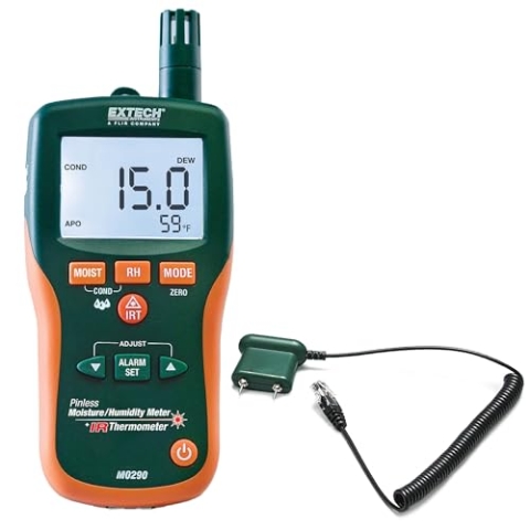 Extech Feuchtigkeitsmessgerät und IR-Thermometer ohne Mess-Stift, 1 Stück, MO290