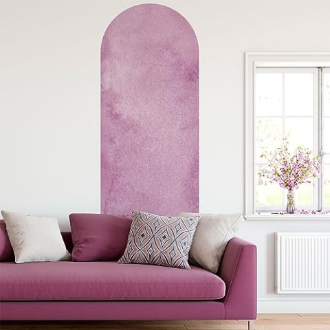Ambiance Sticker Vliestapete, vorgeklebt, riesige Fresken – rosa Bogen Aquarell – selbstklebend – 185 x 60 cm