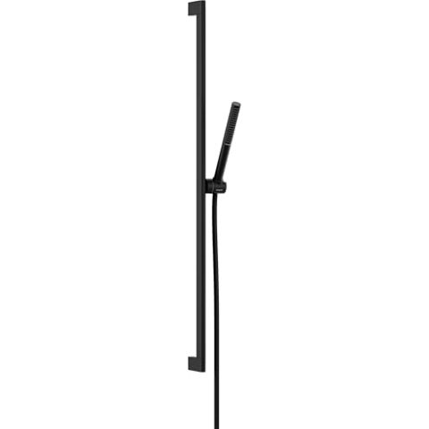 hansgrohe Pulsify S - Duschset mit Duschkopf wassersparend (EcoSmart+, PowderRain-Strahl), Duschschlauch (1,60 m) und Duschstange (0,90 m), Mattschwarz, 24383670