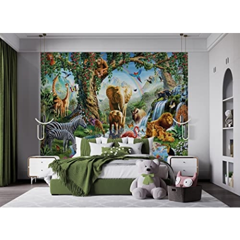 Walltastic Dschungelsee-Tapete, FSC-Papier, mehrfarbig, 2,4 m hoch x 3 m breit, 1 Größe