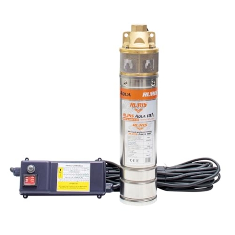 RURIS Tauchpumpe Aqua 101, 750W, 1", 2400l/h, max 60m, Bronze-Paddel, Kabel 15m, mit Bedienfeld