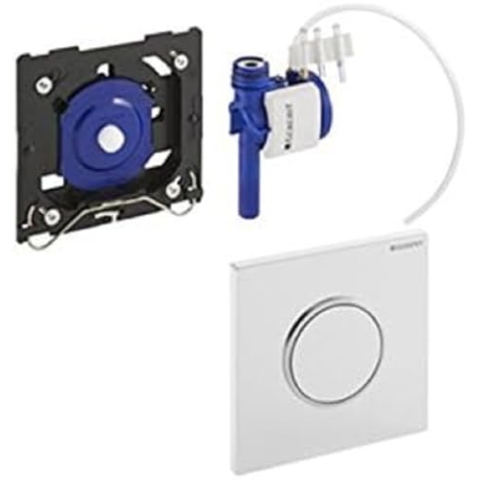 Geberit Fertigmontageset HyTronic pneumatisch 116015KL1, Design Sigma 10, Weiss verchromt
