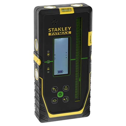 Stanley FatMax Empfänger für Rotationslaser (für grüne Laser, großer Arbeitsbereich: Ø 600 m, Radius 300 m, 2 Genauigkeitsstufen, extra großes Empfängerfenster), Schwarz/Gelb