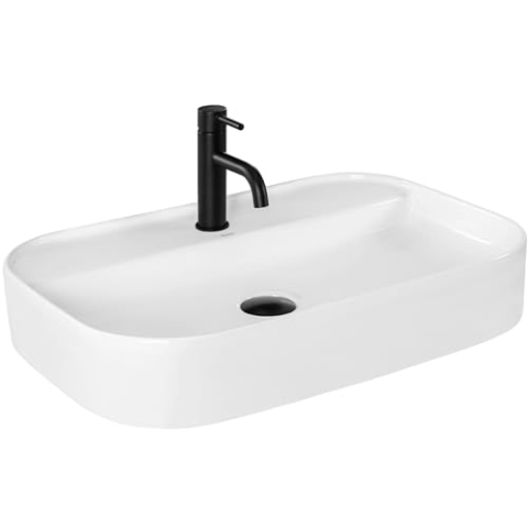 Rea Aufsatzwaschbecken Verona, Waschtisch Handwaschbecken Bad Waschschale Waschbecken für Badezimmer aus Keramik (weiß)