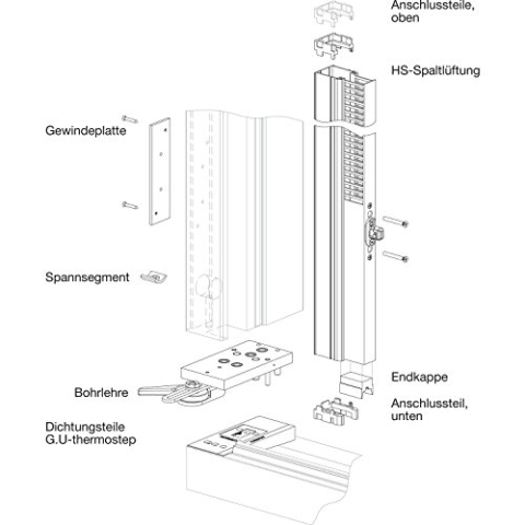 GU HS-Spaltlüftung komplett, FH 1866-2365 mm