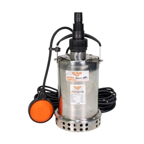 Ruris QDS550D Tauchpumpe, Aqua, 30, klares Wasser, 550 W, mit Schwimmer, Durchfluss 8,5 m³/h, Entladung 7,5 m, Kupfer Ruris
