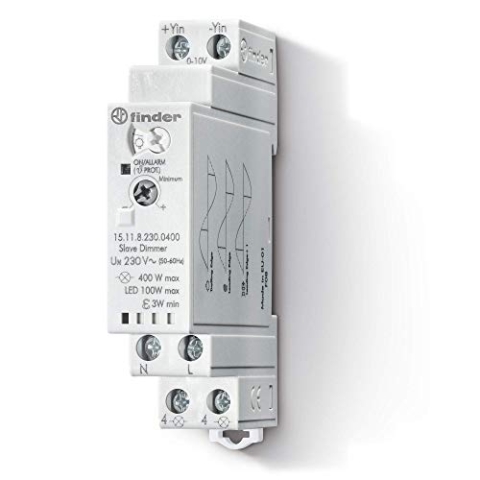 Finder 151182300400PAS Dimmer, Slave, für Halogen, CFL, LED, Montageschiene 35 mm, 400 W, 230 V