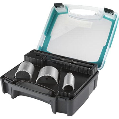 wolfcraft Bohrkroneneinsatz-Set für Sanitär- und Elektroinstallationen I 1003000 I TÜV geprüft - Für Mauerwerk und Stein, Ø 33, 53 und 68 mm, Schnitttiefe 55 mm