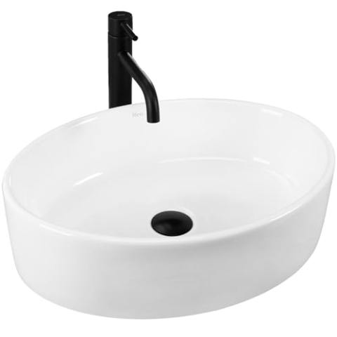 Rea Aufsatzwaschbecken Fonda Waschtisch Handwaschbecken Bad Waschschale Waschbecken für Badezimmer 500 x 370 x 140 mm Keramik (Weiß)