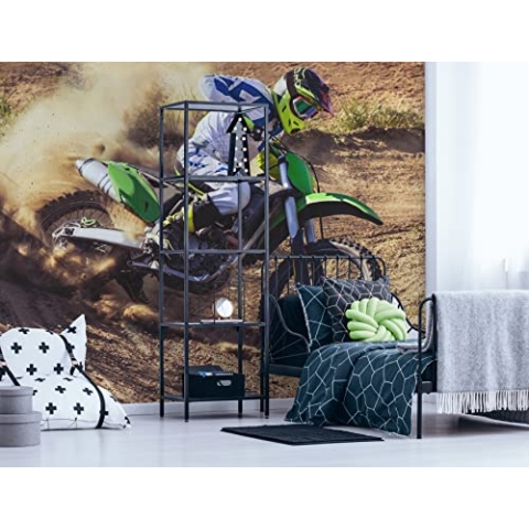Walltastic Motocross-Tapeten-Wandbild, FSC-Papier, mehrfarbig, 2,4 m hoch x 3 m breit, Einheitsgröße