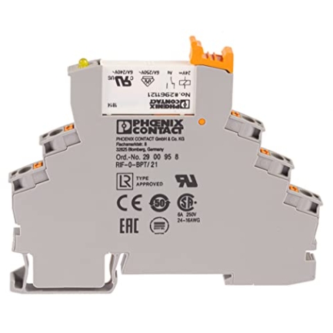 PHOENIX CONTACT RIF-0-RPT-24DC/21AU Vormontiertes Relaismodul mit Relaissockel mit Auswerfer & Mehrlagengoldkontaktrelais, 1 Wechsler Kontaktausführung, 24 V DC Eingangsspannung, 10 Stück