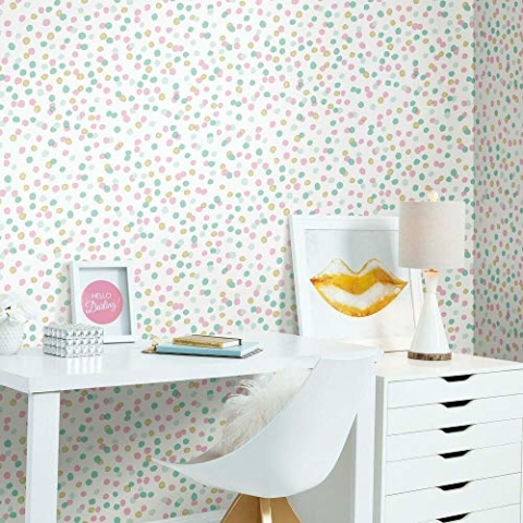 RoomMates RMK3504WP Glitzer-Konfetti-Tapete, Pink und Blau