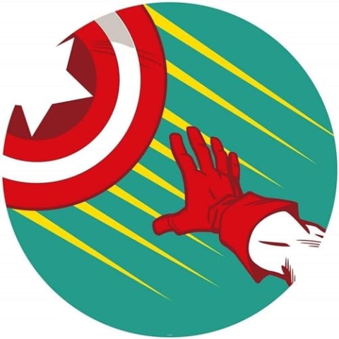 Komar Marvel DOT runde und selbstklebende Vlies Fototapete - Avengers Captain's Shield Pop Art - Ø Durchmesser 125 cm - Kinderzimmer, Wandtattoo - DD1-055
