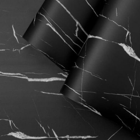 Ambiance Sticker Klebeband, Meterware, selbstklebend, für Küche, Möbel und Badezimmer, Marmor, Schwarz und Weiß, H 60 cm x L 6 m