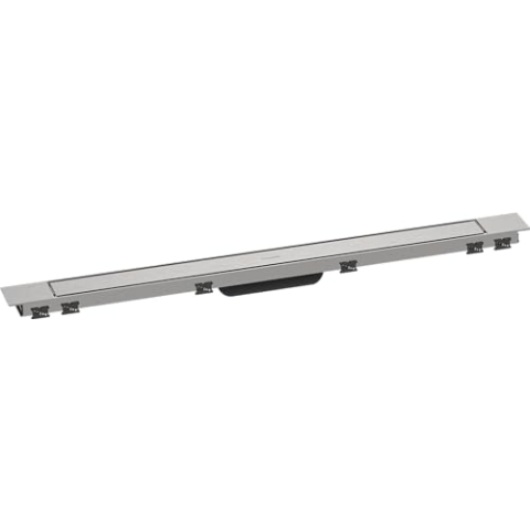 hansgrohe RainDrain Match Plus - Fertigset Duschrinne, Abflussrinne 900mm, Bodenablauf Dusche mit höhenverstellbarem Rahmen, Edelstahl gebürstet