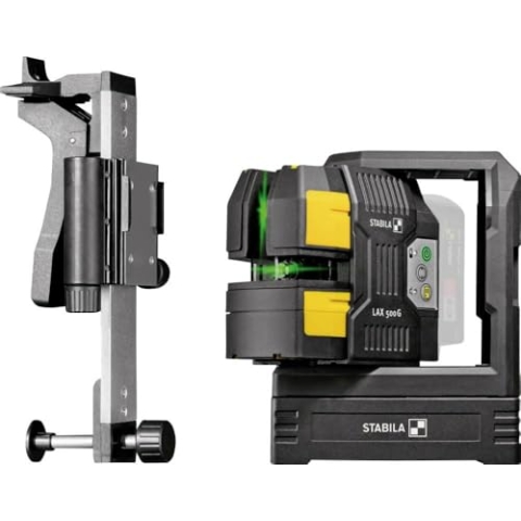 STABILA 12-V-System Kreuzlinienlaser grün LAX 500 G, selbstnivellierend, mit Lotpunkten, max. Reichweite: 40 m, Tragekoffer, Laserbasis, Wandhalterung, Zielplatte (ohne Akku und Ladegerät)