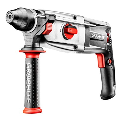 GRAPHITE SDS+ Bohrhammer 900W, 4-Funktionen, Gewicht 3,2 kg, Zubehör: Betonbohrer, Bohrfutter, Spannzangenadapter, Transportkoffer