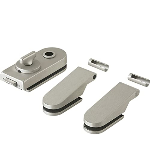 Dorma Glas Glastürgarnitur Glastürschloss WC Studio Rondo + Türband für Glastüren, Aluminium Edelstahl Effekt