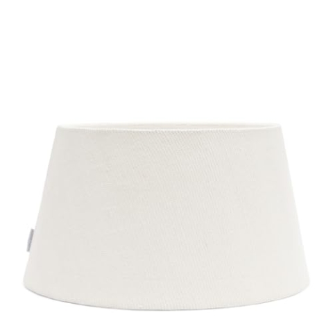 Riviera Maison Lampenschirm groß Weiß für Steh- oder Tischleuchte 45 cm Lampenschirm handgefertigt. - Linen Taper Lampshade - (ØxH) 45x25