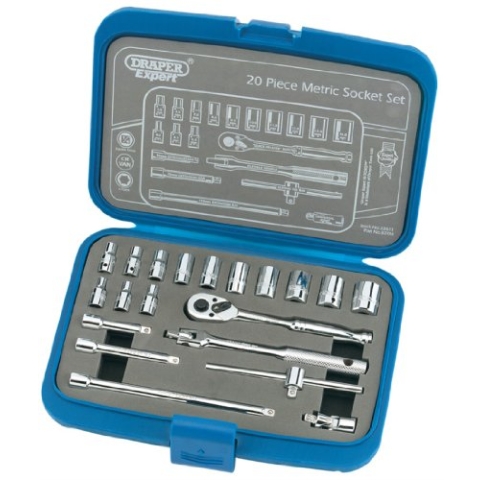 Draper Expert 33611 Steckschlüsselgarnitur Chrom-Vanadium metrisch 1/4 Zoll Antrieb 20-teilig