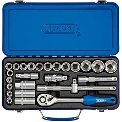 DRAPER hd26 m/MT Vierkantantrieb metrisch Socket Set, blau, 1/2 Zoll, Set 26 teilig