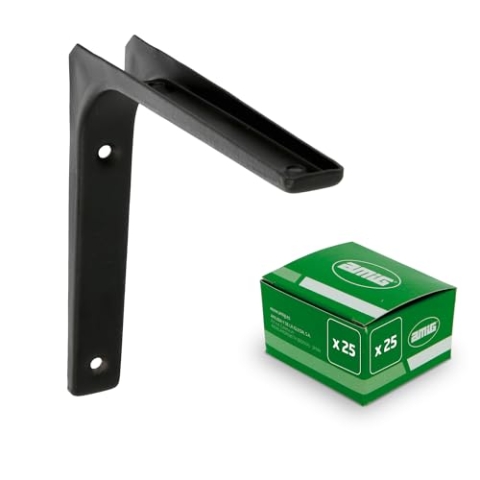Amig - Stahlwinkel | Packung mit 25 Stück | 150 x 125 mm (6 x 5 Zoll) | schwarzes Finish | Modell 2