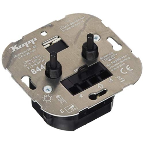 Kopp 844100188 LED-Dimmer Doppel-Dreh-Ausschalter 2 x 5-40 W